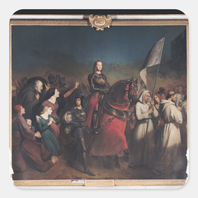 Der Eintritt der Johanna in Orleans Quadratischer Aufkleber (Vorderseite)