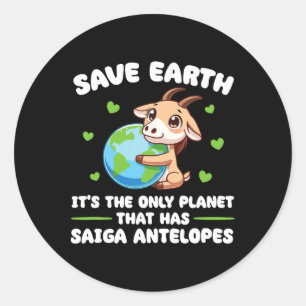 Der einzige Planet mit dem Saiga Antelopes Earth D Runder Aufkleber