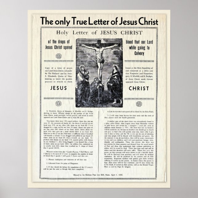 Der einzige wahre Brief Jesu Christi Poster (Vorne)