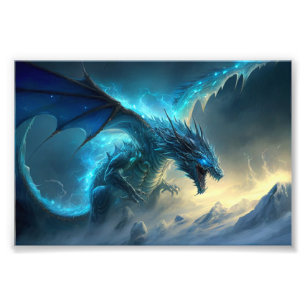 Der Eisdrache, Fantasiekunst, Drachen, Sci-Fi Fotodruck