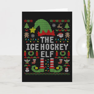Der Eishockey-Elf hässliches Weihnachts-Matching-F Karte