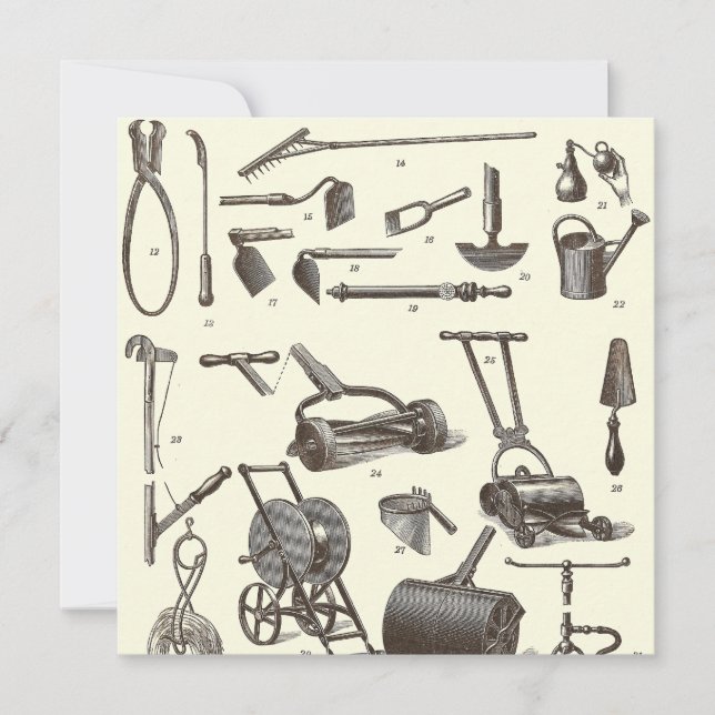 Der elegante Garten - Antique Garden Tools Einladung (Vorderseite)