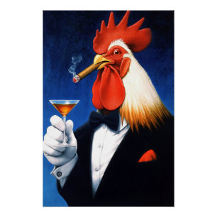 Der elegante Hahn Lustiger Herrenclub Poster