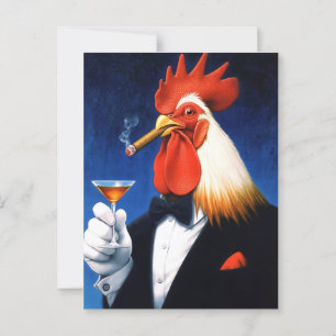 Der elegante Hahn Lustiger Herrenclub Postkarte