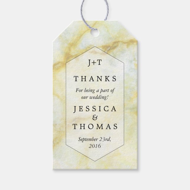Der elegante Marmoreffekt der Hochzeitssammlung Geschenkanhänger (Vorderseite)