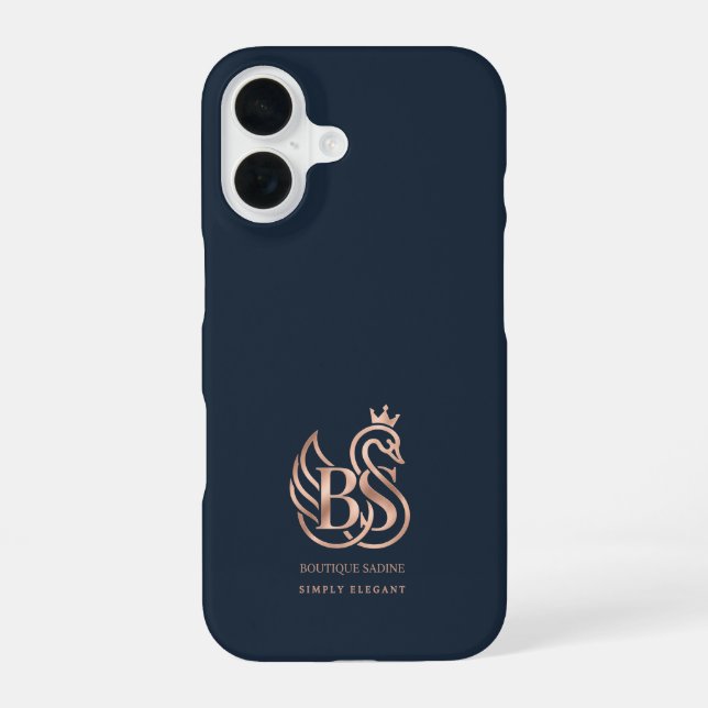 Der elegante Schwan Minimalist Navy iPhone-Hülle iPhone 16 Hülle (Rückseite)