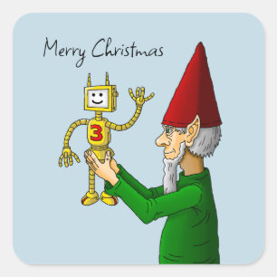 Der Elf aus dem Santa Claus Workshop Quadratischer Aufkleber