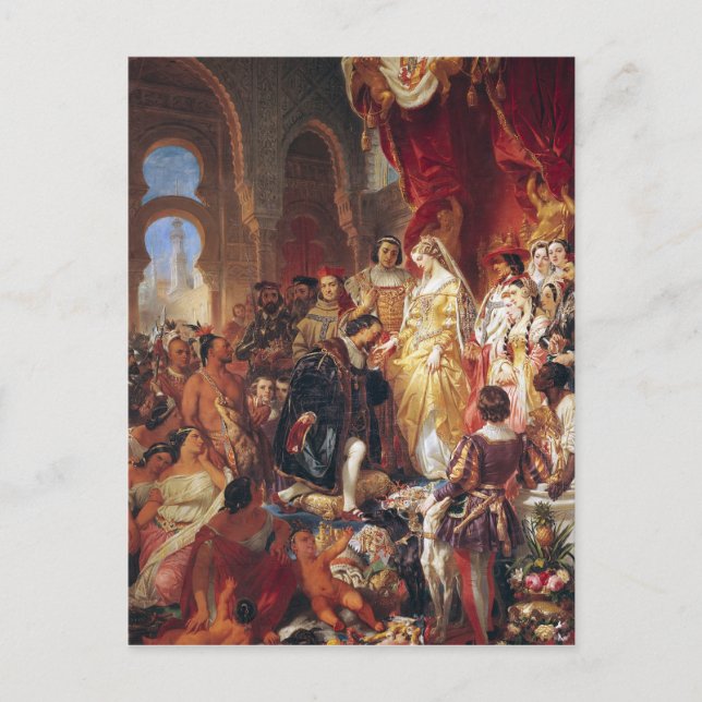 Der Empfang von Christoph Kolumbus Postkarte (Vorderseite)