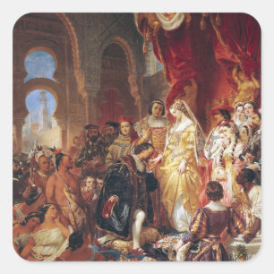 Der Empfang von Christoph Kolumbus Quadratischer Aufkleber
