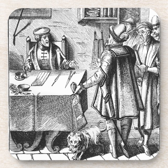 Der Empfänger von Steuern, nach einem Holzschnitt Untersetzer (Vorderseite)