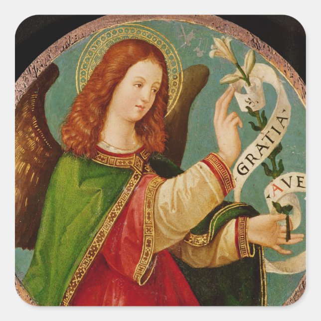 Der Engel der Verkündigung Quadratischer Aufkleber (Vorderseite)