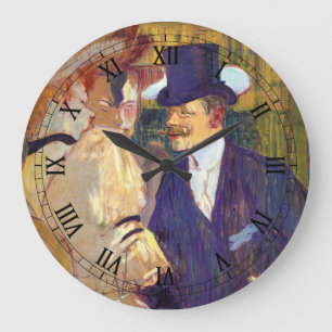 Der Engländer von Toulouse Lautrec, Vintage Art Große Wanduhr