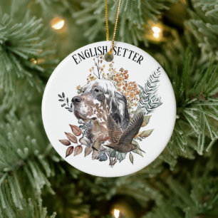 Der englische Setter , Die Jagd auf die Woodcock , Keramik Ornament