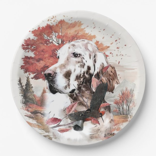 Der englische Setter, Leidensjagd Pappteller (Vorderseite)