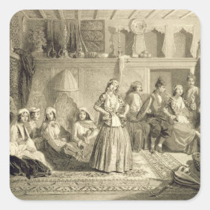 Der Erholung-Saal in der Nähe der Bäder von Shemak Quadratischer Aufkleber