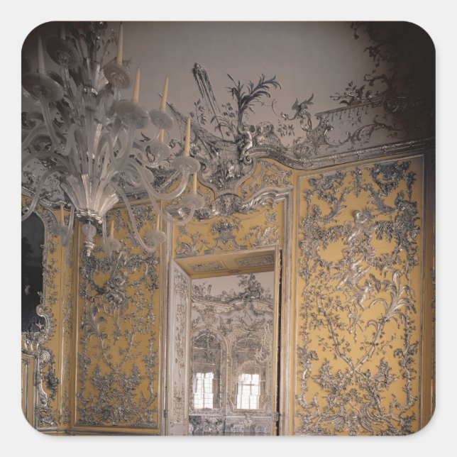 Der Erholung-Saal Quadratischer Aufkleber (Vorderseite)