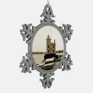 Der Eriesee-Leuchtturm Schneeflocken Zinn-Ornament