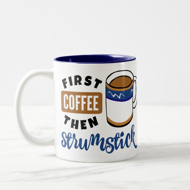 Der erste Coffee Dann Strumstick Music Lauf Zweifarbige Tasse (Links)
