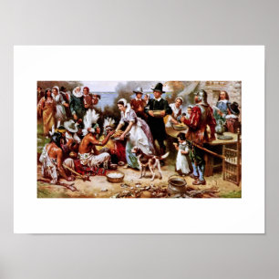 Der erste Erntedank, 1621. Fine Art Poster