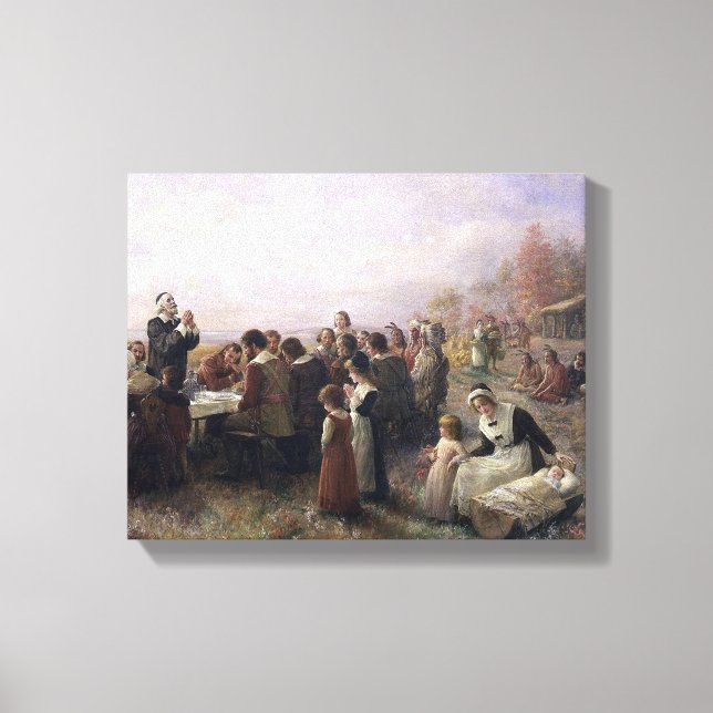 Der erste Erntedank in Plymouth von Brownscombe Leinwanddruck (Vorderseite)