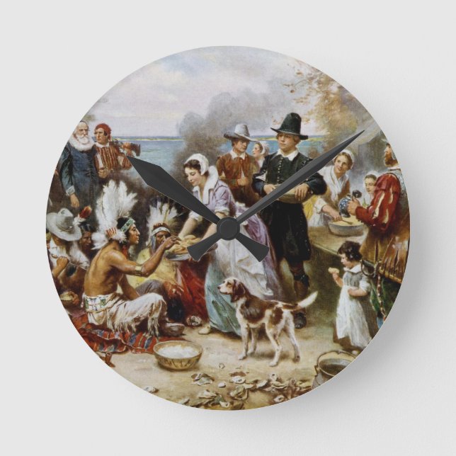 Der erste Erntedank Runde Wanduhr (Vorderseite)
