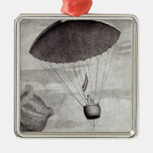 Der erste Fallschirm-Abfall Silbernes Ornament