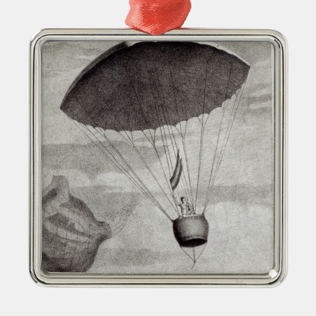 Der erste Fallschirm-Abfall Silbernes Ornament (Vorne)