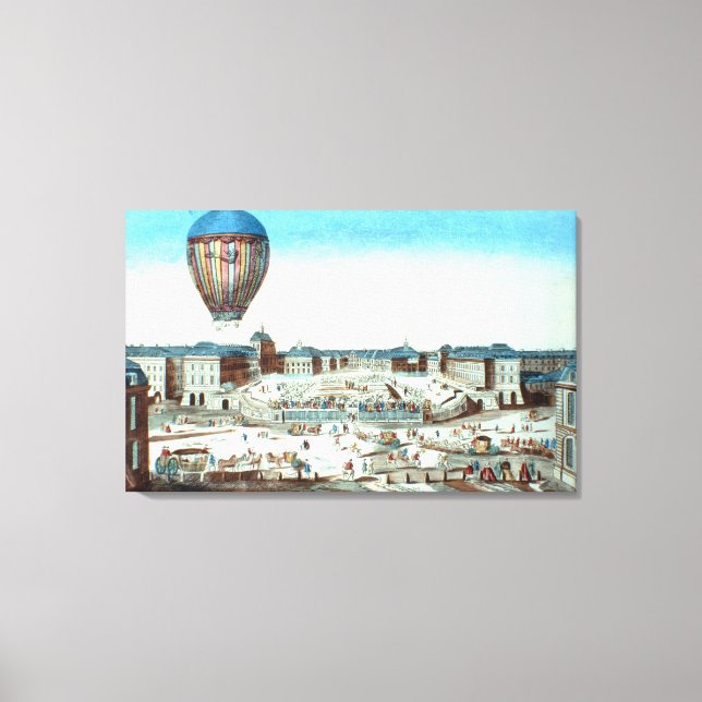 Der erste Flug von Pilatre du Roziers Heißluftgebl Leinwanddruck (Vorderseite)