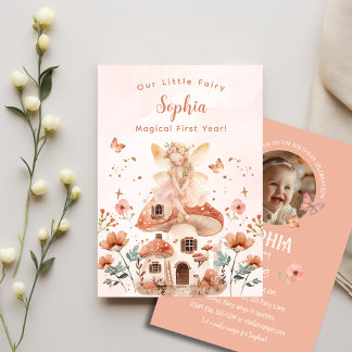 Der erste Geburtstag der verzauberten Wald-Pilzmäd Einladung