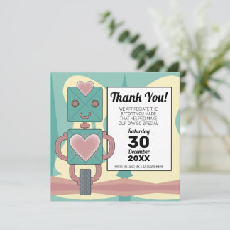 Der erste Geburtstag des niedlichen Robot Kids aus Dankeskarte