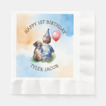 Der erste Geburtstag des personalisierten Jungen