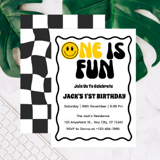 Der erste Geburtstag ist Spaß Junge Einladung