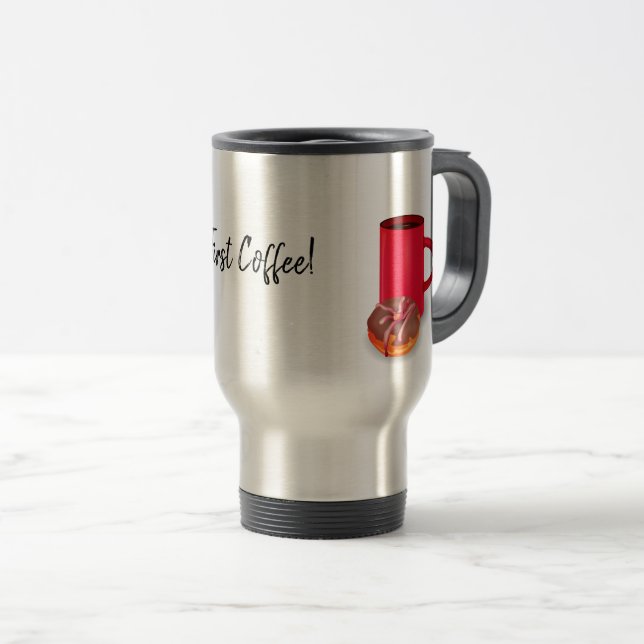 Der erste Kaffee! Insulter-Kaffeetausch Reisebecher (VorderseiteRechts)