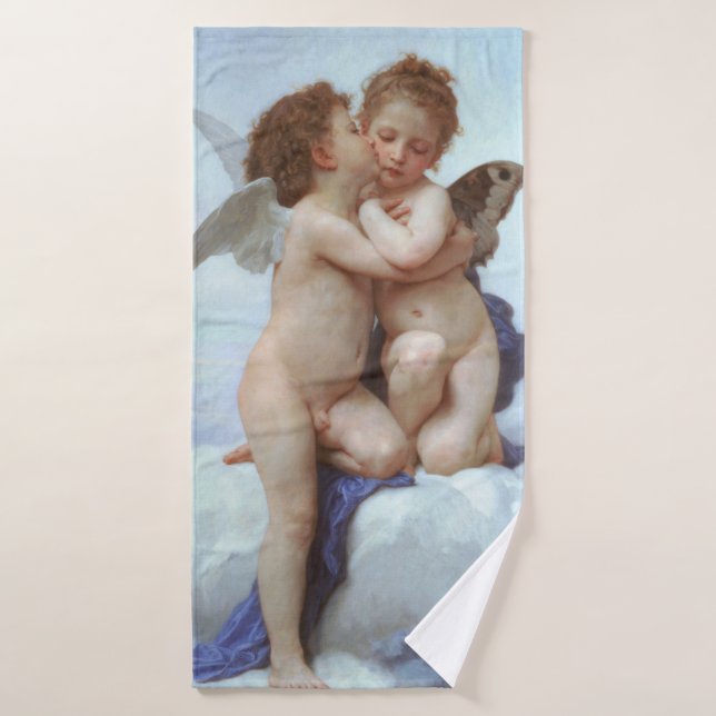 Der erste Kuss, Amor und Psyche, Bouguereau Badehandtuch (Badehandtuch)