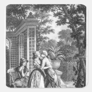 Der erste Kuss der Liebe Quadratischer Aufkleber