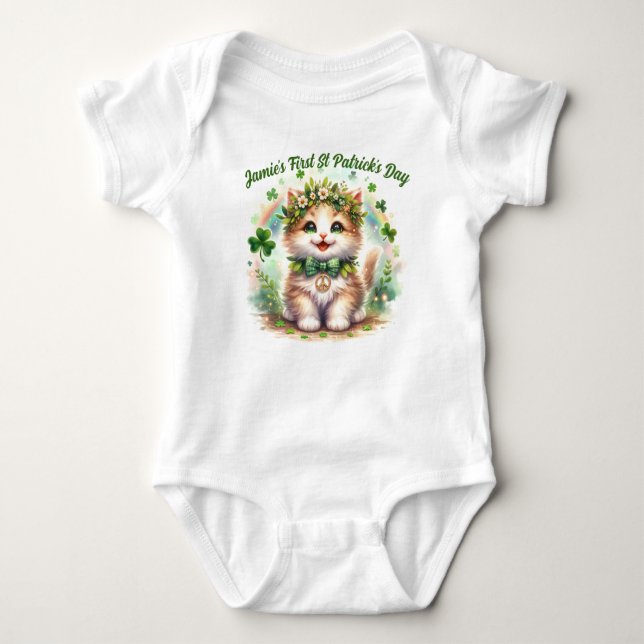 Der erste St. Patrick’s Day des Babys mit individu Baby Strampler (Vorderseite)