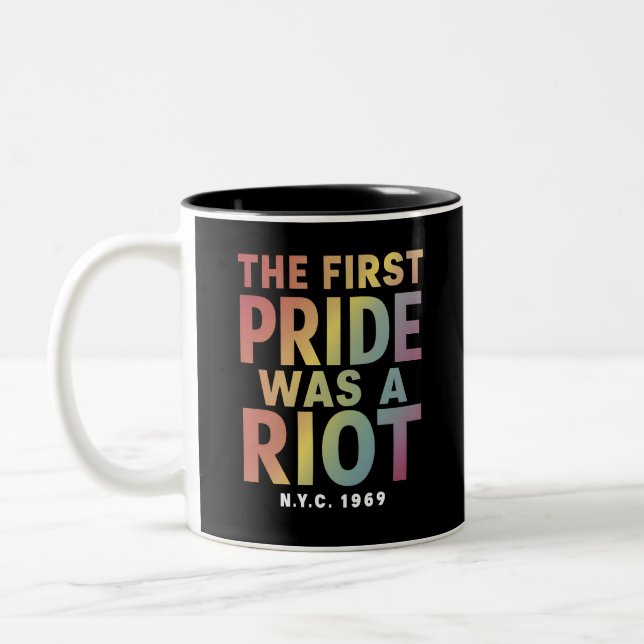 Der erste Stolz war ein Riot LGBT Gay Ally Rainbow Zweifarbige Tasse (Links)