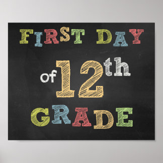 Der erste Tag des 12. Grades - Chalkboard Poster
