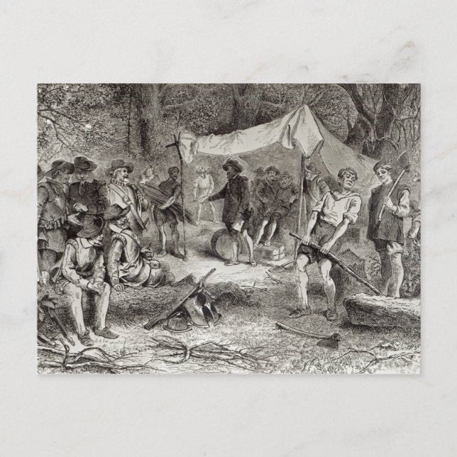 Der erste Tag in Jamestown Postkarte (Vorderseite)