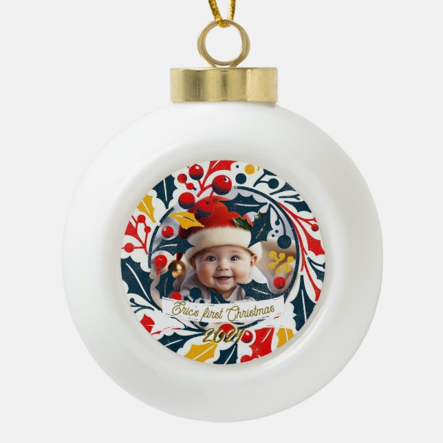 Der erste Tribal-Kranz des Babys Keramik Kugel-Ornament (Vorderseite)