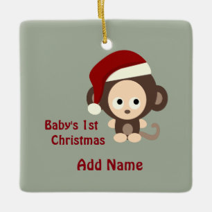 Der erste Weihnachtsaffe des niedlichen Babys Keramikornament