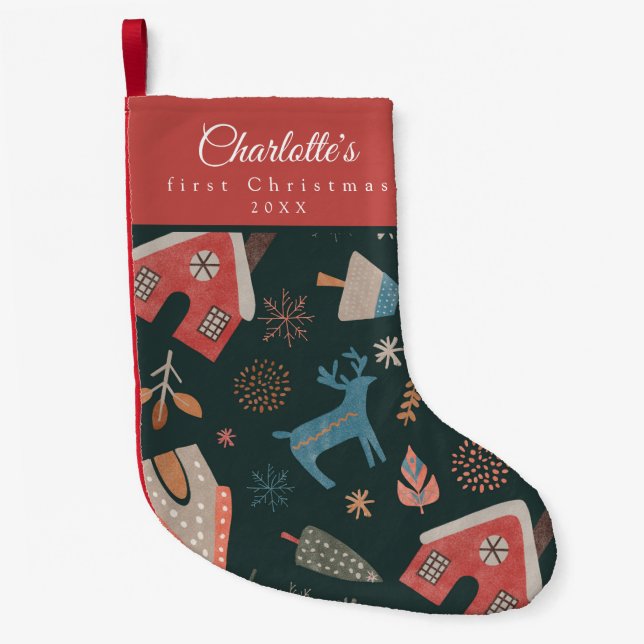 Der erste Weihnachtsmann des Babys! Kleiner Weihnachtsstrumpf (Vorderseite)