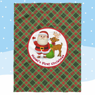 Der erste Weihnachtsmann des Babys Name Santa Clau Fleecedecke