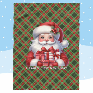 Der erste Weihnachtsmann des Babys Name Santa Clau Fleecedecke