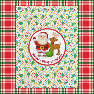 Der erste Weihnachtsmann des Babys Name Santa Clau Fleecedecke