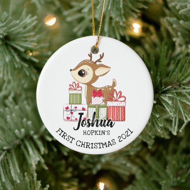 Der erste Weihnachtsmann des Babys Niedlich Keramik Ornament (Baum)