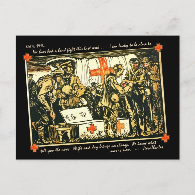 Der Erste Weltkrieg verwundete Soldaten bei Red Cr Postkarte (Vorderseite)