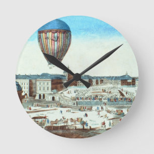 Der Erstflug Heißluftbas Pilatre du Roziers Runde Wanduhr