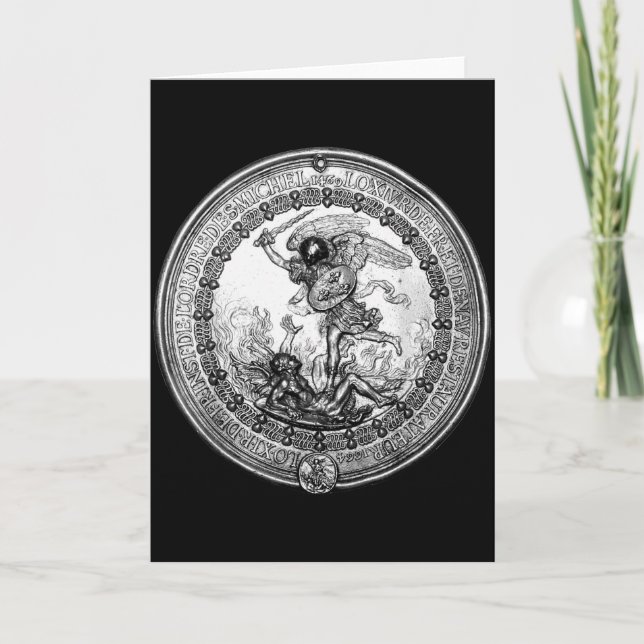Der Erzengel Michael besiegt Satan Christus Karte (Vorderseite)