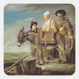 Der Esel (Öl auf Leinwand) Quadratischer Aufkleber